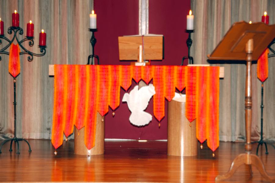 church altar with cloth